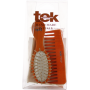 Tek Set Spazzola Ovale 15,5X4,7 Pettine Arancione Dente Rado 14,5X4,5 Cm