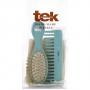 Tek Set Spazzola Ovale 15,5X4,7 Pettine Azzurro Dente Rado 14,5X4,5 Cm