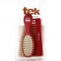 Tek Set Spazzola Ovale 15,5X4,7 Pettine Rosso Dente Rado 14,5X4,5 Cm