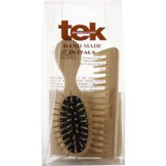 Tek Set Spazzola Ovale 15,5X4,7 Pettine Naturale Dente Rado 14,5X4,5 Cm